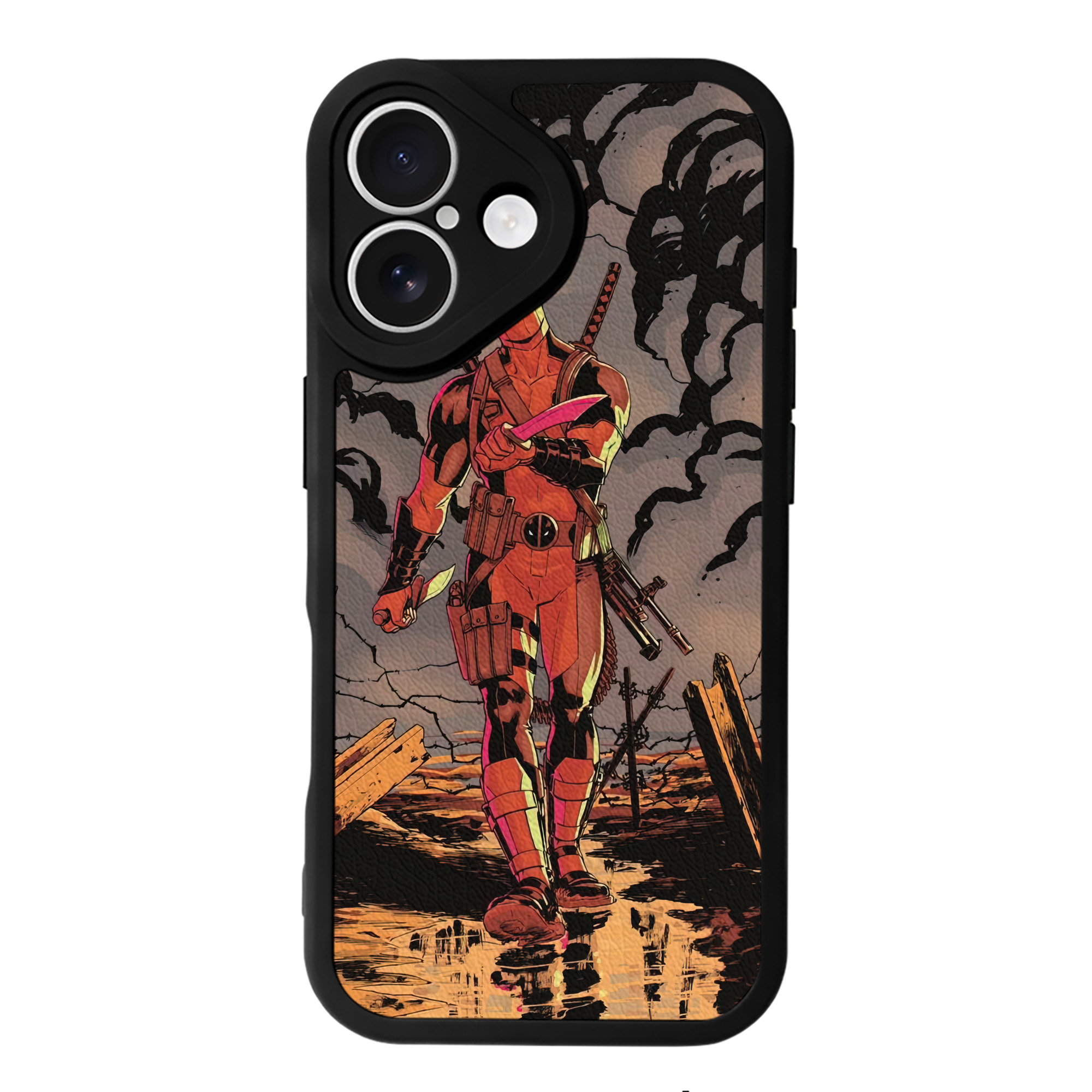 （画像用） Deadpool デッドプール 【iPhone 16シリーズ対応】シリコンスマホケース（レザー調） 材質：シリコン